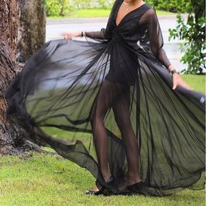 LOTUS THREADS CHIFFON SHEAR OVERLAY ROMPER GOWN